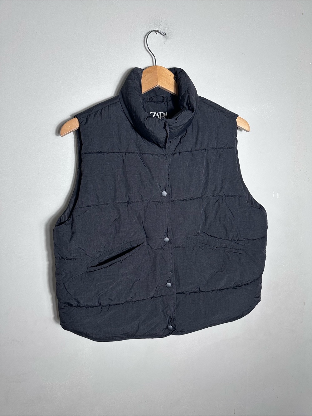 Zara Black Quilted Puffer Vest